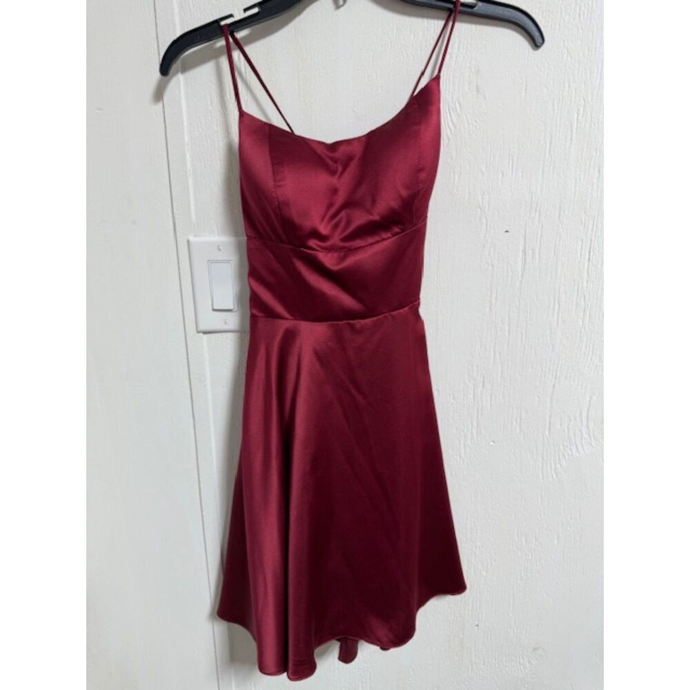 Windsor Mini A-line Satin Dress Spaghetti Straps & Criss Cross Back Size XS NWT